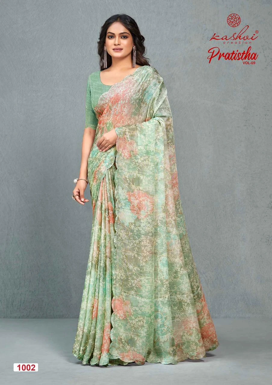 Kashvi Creation Pratistha Vol 9 Brasso Wholesale Sarees Catalog — Wholesale Sarees, Kashvi Creation wholesale from Surat - Gallery Image 6
